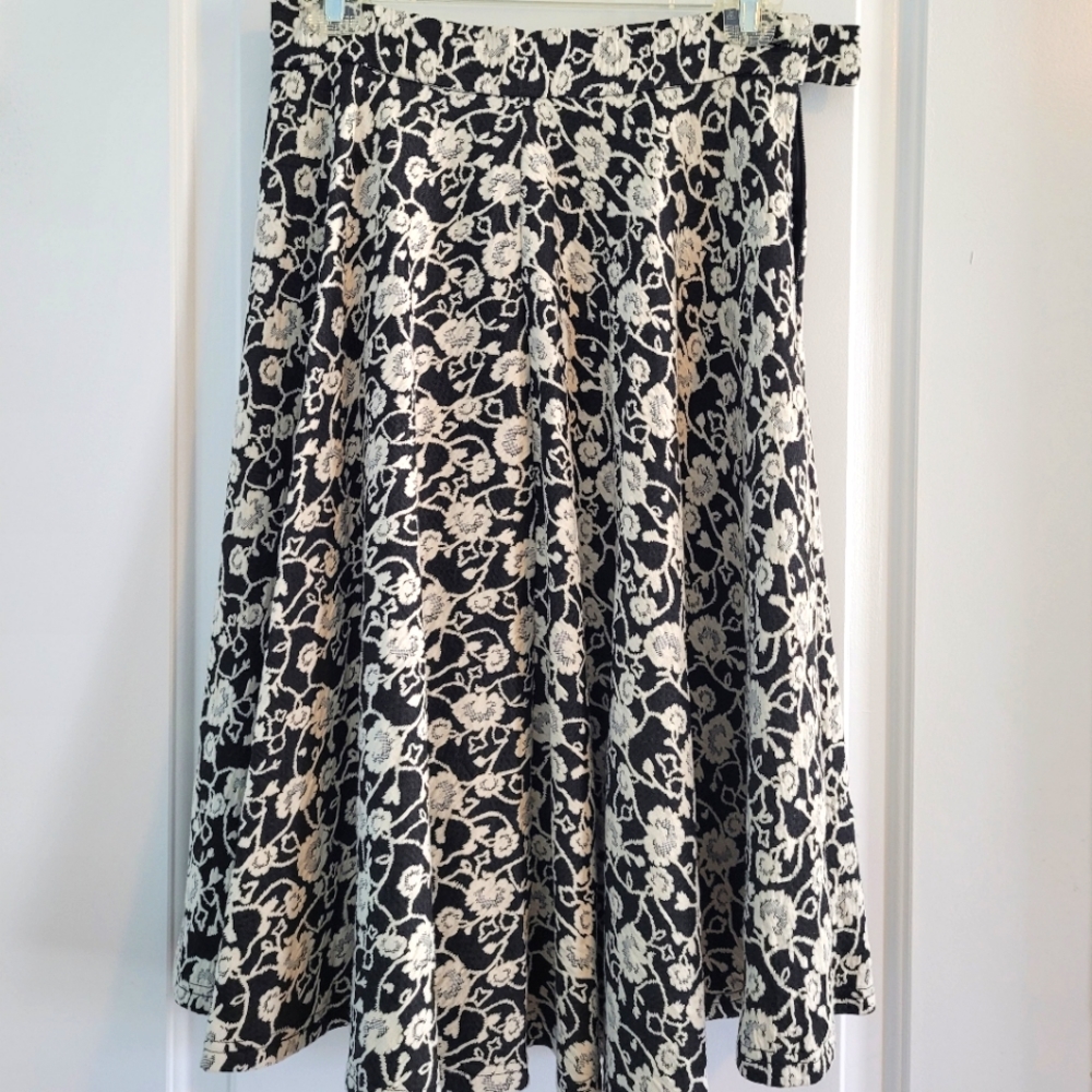 Black and white floral skirt